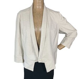 Lane Bryant Washable Linen Blend Open Blazer Jacket Plus Sz 22 Beige #257K
